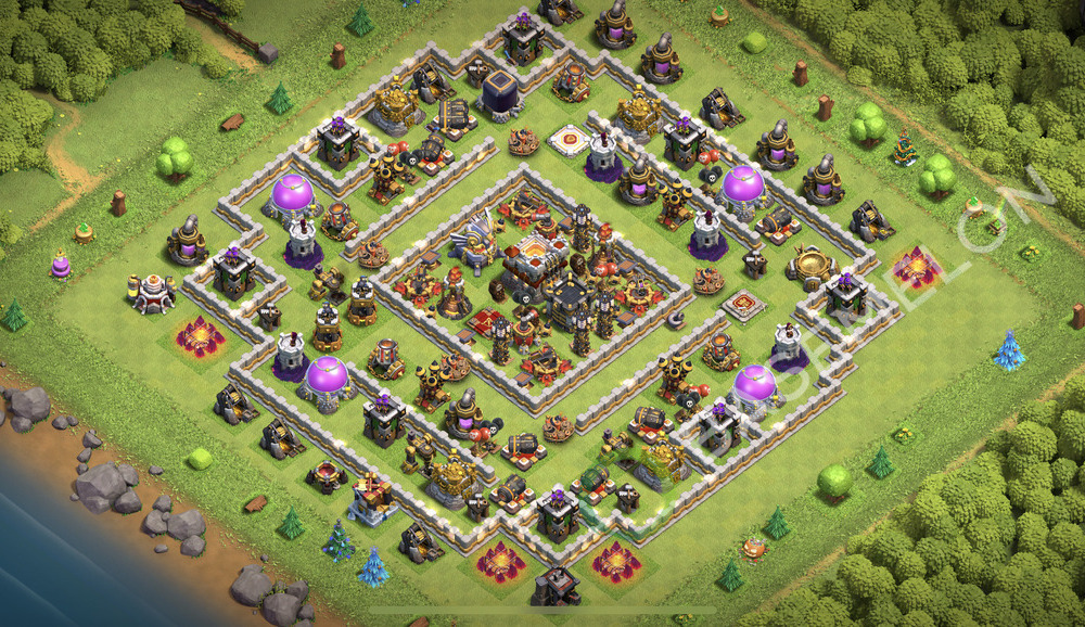 Town Hall Level 11 Trophy/Defense Base Design 2026, Anti GoWipe, Hybrid, Layout #3386