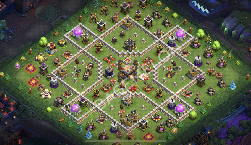 Town Hall Level 11 Farm Base Design 2026, Max Levels, Hybrid, Layout #3418