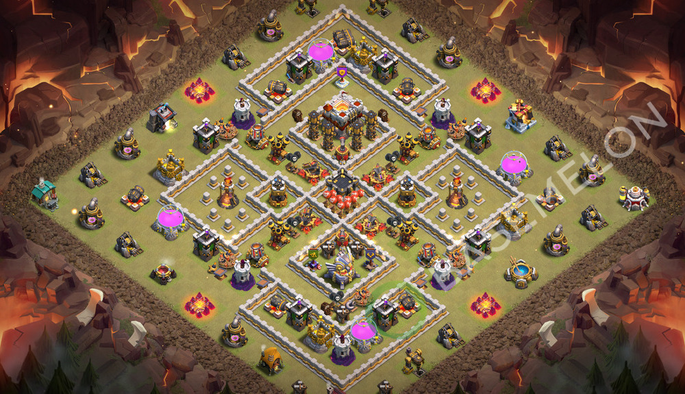 Aldea del Ayuntamiento Nivel 11 para Guerra, Anti 3 Estrellas Diseño 2026, #3581