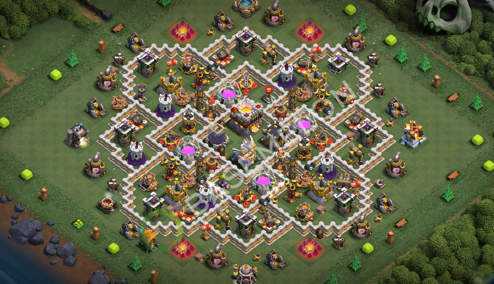 Rathaus Level 11 Verteidigung Base 2026, Anti 2 Sterne, Layout #3637