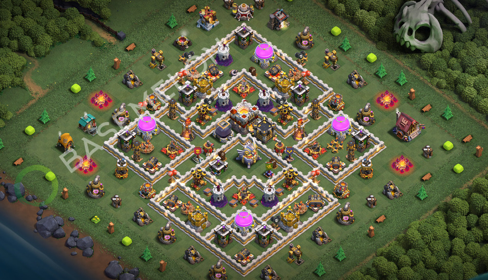 Town Hall Level 11 Trophy/Defense Base Design 2026, Hybrid, Layout #3657