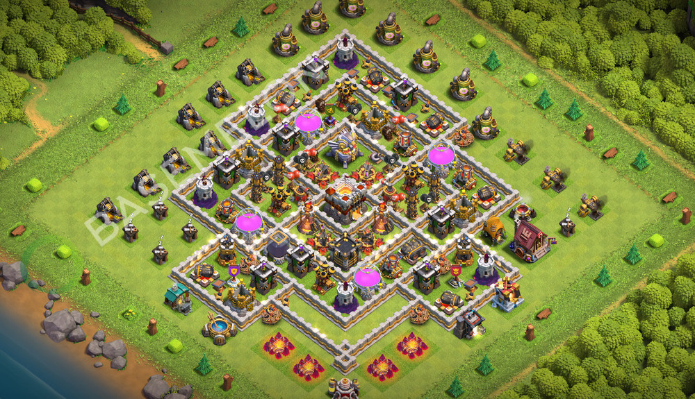 Town Hall Level 11 Trophy/Defense Base Design 2026, Anti 3 Stars, Layout #3662