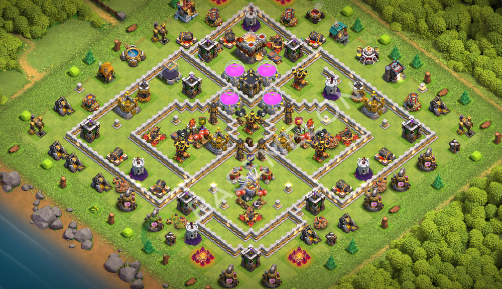 Town Hall Level 11 Trophy/Defense Base Design 2026, Anti Everything, Layout #3686