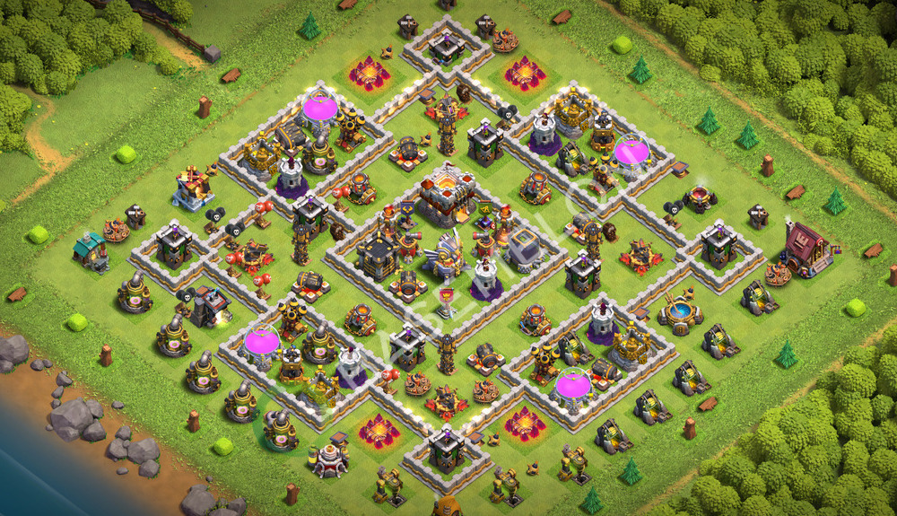 Rathaus Level 11 Verteidigung Base 2026, Anti Air, Hybrid, Layout #3735