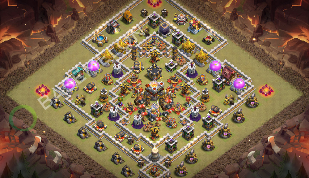 Town Hall Level 11 War Base Design 2026, Anti 3 Stars, Hybrid, Layout #3867