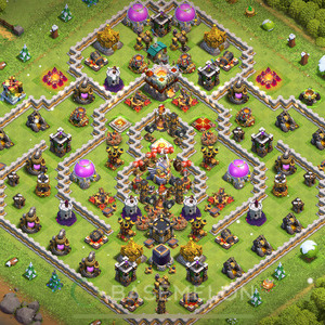 Town Hall Level 11 Trophy/Defense Base Design, Anti Everything, Hybrid, Layout #423