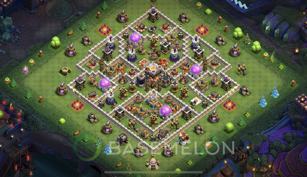 Town Hall Level 11 Trophy/Defense Base Design 2024, Anti 2 Stars, Hybrid, Layout #505