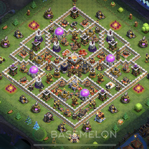 Town Hall Level 11 Trophy/Defense Base Design, Anti 2 Stars, Hybrid, Layout #505