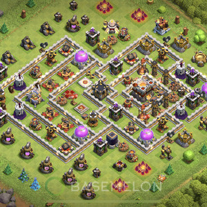 Town Hall Level 11 Trophy/Defense Base Design, Anti Everything, Hybrid, Layout #520