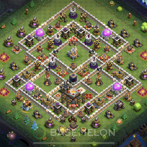 Town Hall Level 11 Trophy/Defense Base Design, Anti Air, Hybrid, Layout #564