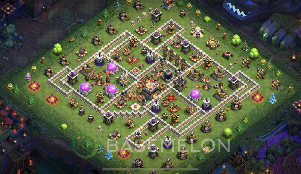 Town Hall Level 11 Farm Base Design 2024, Anti Everything, Hybrid, Layout #586