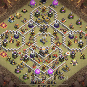Town Hall Level 11 War Base Design, Anti 3 Stars, Layout #596