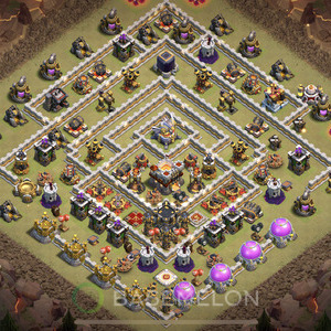 Town Hall Level 11 War Base Design, Anti 3 Stars, Anti Air, Layout #599