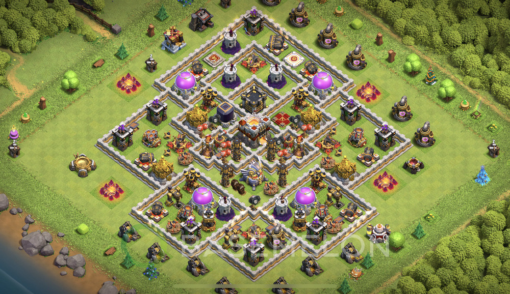 Town Hall Level 11 Trophy/Defense Base Design 2024, Anti 2 Stars, Hybrid, Layout #611