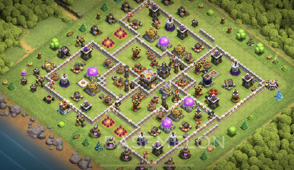 Town Hall Level 11 Trophy/Defense Base Design 2024, Anti 2 Stars, Hybrid, Layout #625