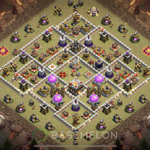 Town Hall Level 11 War Base Design, Anti 3 Stars, Hybrid, Layout #643