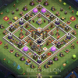 Town Hall Level 11 Trophy/Defense Base Design, Anti 3 Stars, Hybrid, Layout #69
