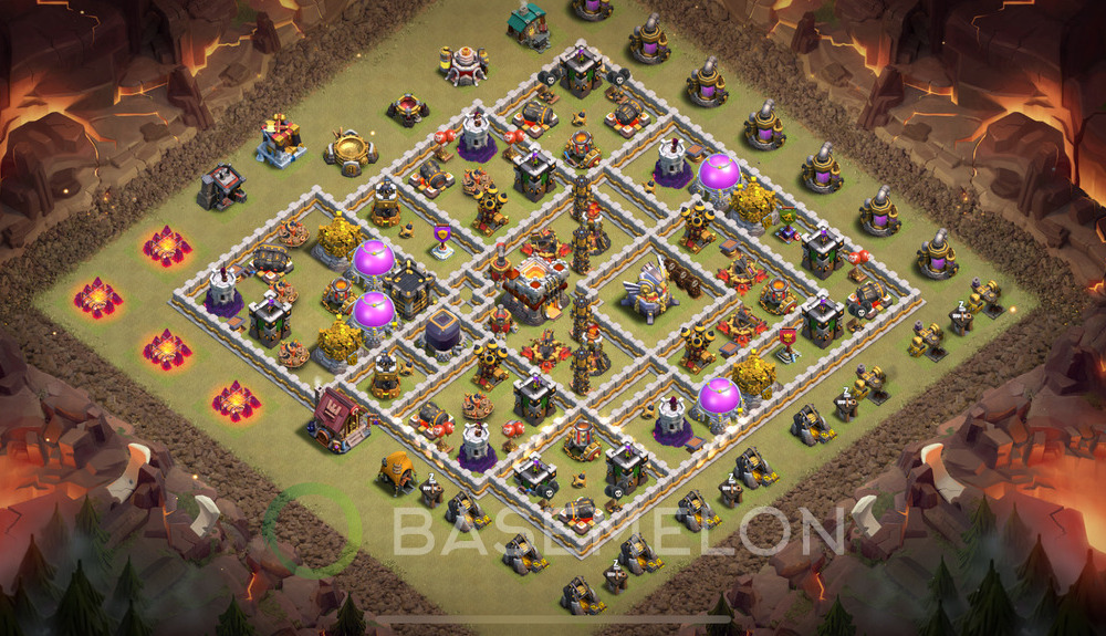 Town Hall Level 11 War Base Design 2025, Anti Everything, Hybrid, Layout #721