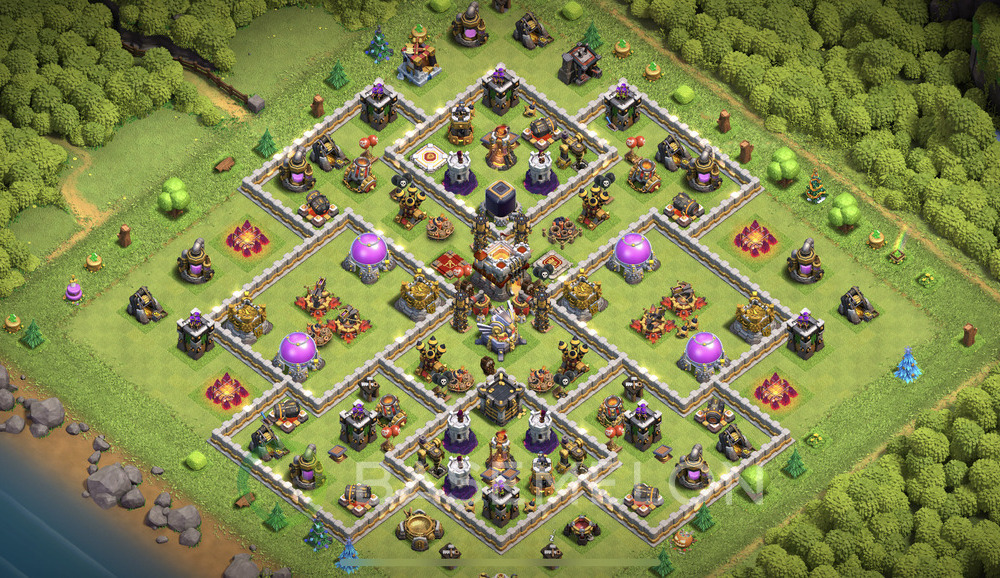 Town Hall Level 11 Trophy/Defense Base Design 2024, Anti Air, Hybrid, Layout #731