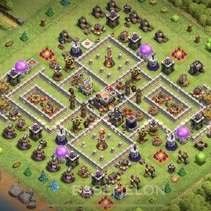 Town Hall Level 11 Trophy/Defense Base Design, Anti 2 Stars, Anti Air, Layout #758