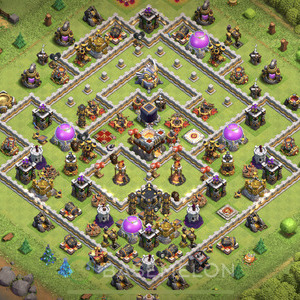 Town Hall Level 11 Trophy/Defense Base Design, Anti 2 Stars, Hybrid, Layout #78