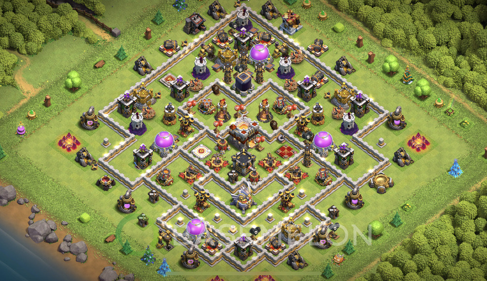 Town Hall Level 11 Trophy/Defense Base Design 2024, Anti 2 Stars, Hybrid, Layout #782