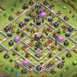 Town Hall Level 11 Trophy/Defense Base Design, Anti 2 Stars, Hybrid, Layout #782