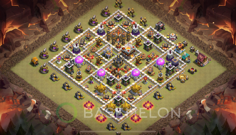 Town Hall Level 11 War Base Design 2025, Max Levels, Hybrid, Layout #858