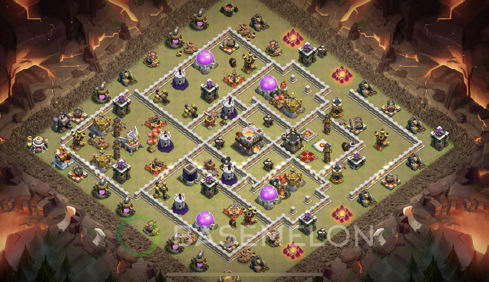 Town Hall Level 11 War Base Design 2025, Anti 2 Stars, Hybrid, Layout #886