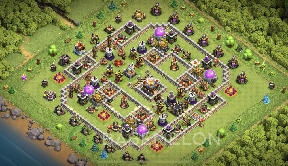 Town Hall Level 11 Trophy/Defense Base Design 2024, Anti 2 Stars, Hybrid, Layout #931