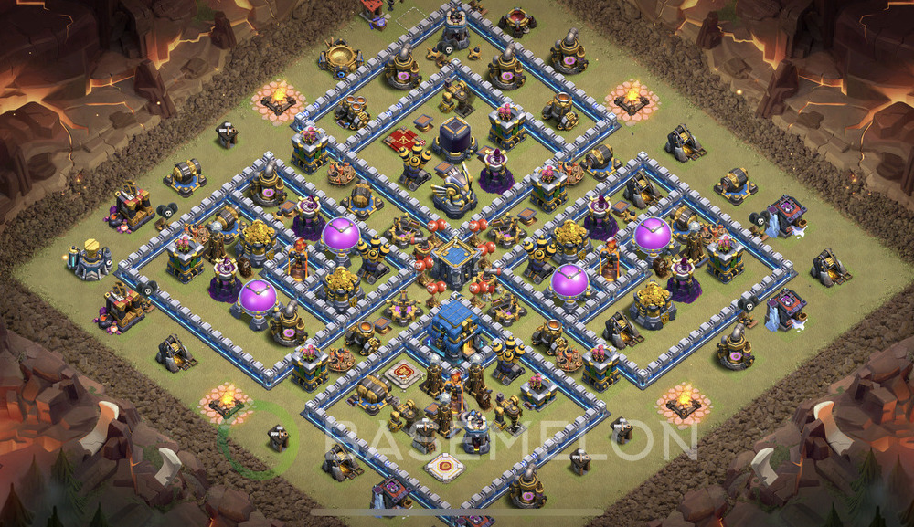 Town Hall Level 12 War Base Design 2024, Anti 2 Stars, Hybrid, Layout #1055