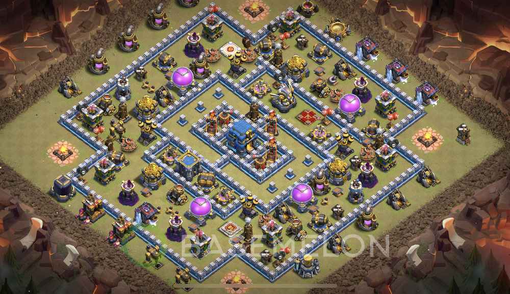 Town Hall Level 12 War Base Design 2024, Anti 3 Stars, Anti Air, Layout #1103