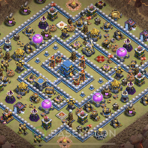 Town Hall Level 12 War Base Design 2025, Anti 3 Stars, Anti Air, Layout #1103