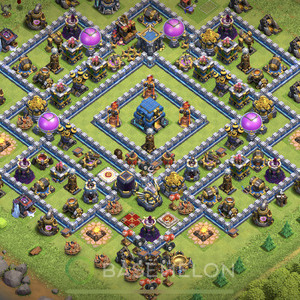 Town Hall Level 12 Trophy/Defense Base Design, Anti 2 Stars, Hybrid, Layout #113