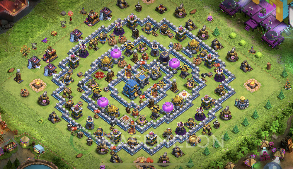 Town Hall Level 12 Trophy/Defense Base Design 2024, Anti 2 Stars, Hybrid, Layout #1168