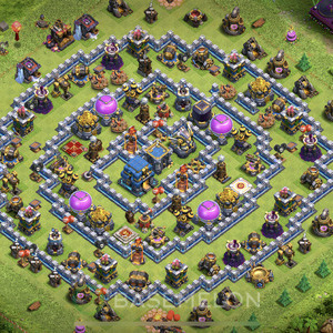 Town Hall Level 12 Trophy/Defense Base Design 2025, Anti 2 Stars, Hybrid, Layout #1168