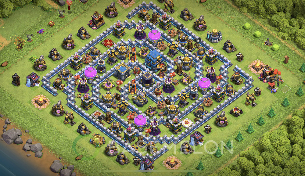 Town Hall Level 12 Farm Base Design 2025, Max Levels, Hybrid, Layout #1240