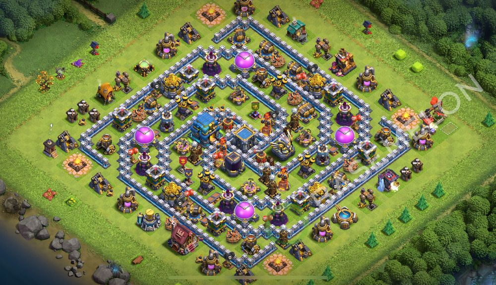 Aldea del Ayuntamiento Nivel 12 para Farming, Niveles Máximos, Híbrido Diseño 2025, #1240