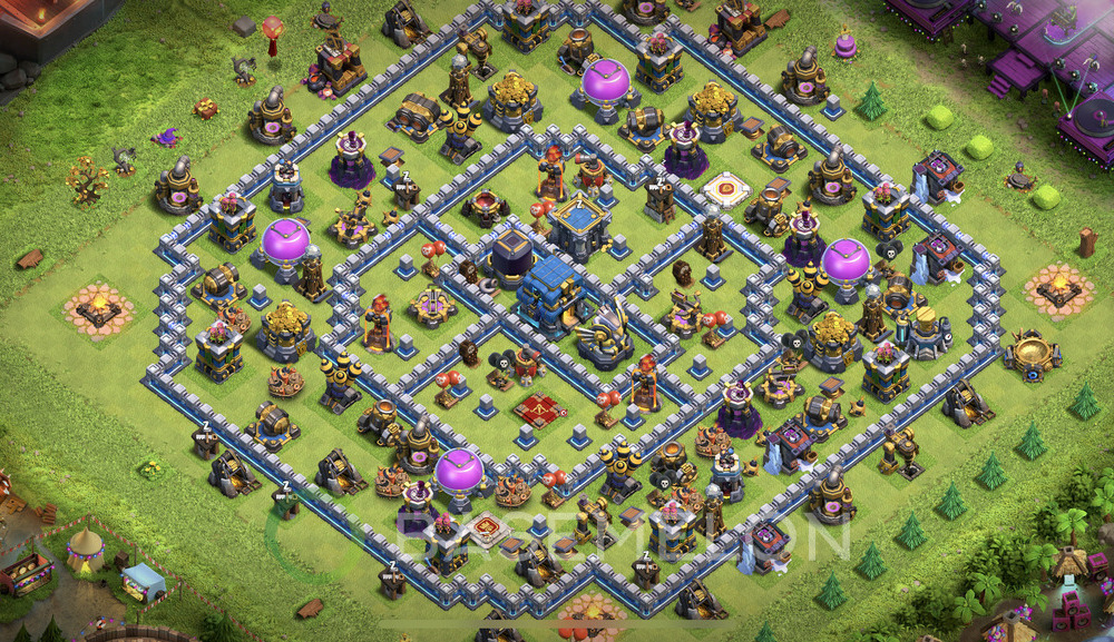 Town Hall Level 12 Trophy/Defense Base Design 2025, Anti Everything, Hybrid, Layout #1279