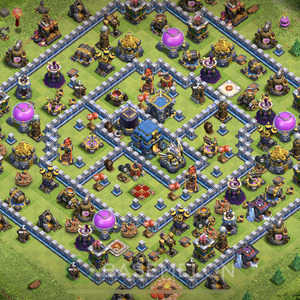 Town Hall Level 12 Trophy/Defense Base Design 2025, Anti Everything, Hybrid, Layout #1279