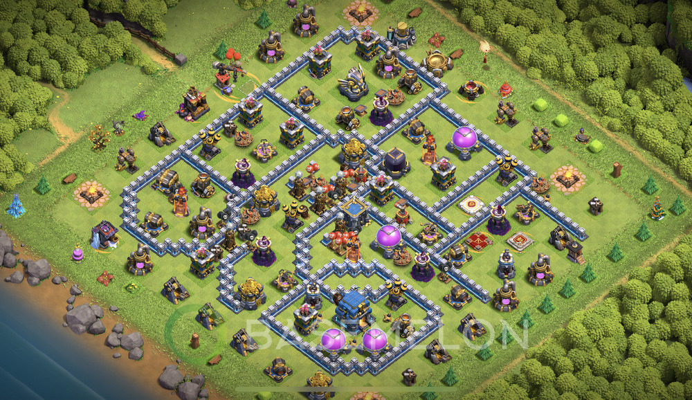 Town Hall Level 12 Trophy/Defense Base Design 2025, Hybrid, Layout #1310