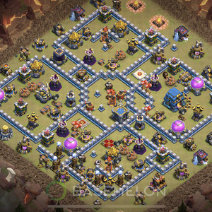 Town Hall Level 12 War Base Design 2025, Anti Everything, Layout #1317