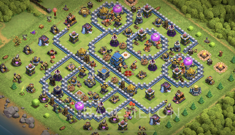 Town Hall Level 12 Trophy/Defense Base Design 2025, Anti Everything, Hybrid, Layout #1319