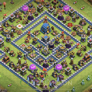 Town Hall Level 12 Trophy/Defense Base Design 2025, Anti 2 Stars, Hybrid, Layout #1329