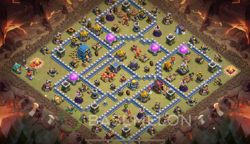 Town Hall Level 12 War Base Design 2025, Anti 3 Stars, Layout #1346