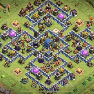Town Hall Level 12 Trophy/Defense Base Design 2025, Anti 2 Stars, Hybrid, Layout #1358