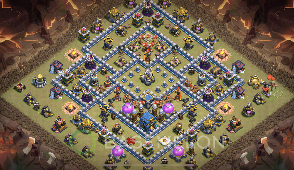 Town Hall Level 12 War Base Design 2025, Anti 3 Stars, Anti Air, Layout #1379