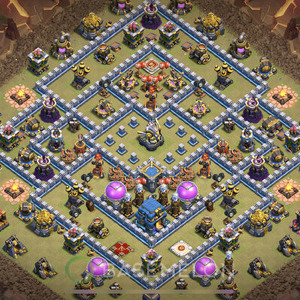 Town Hall Level 12 War Base Design 2025, Anti 3 Stars, Anti Air, Layout #1379