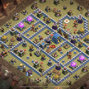 Town Hall Level 12 War Base Design, Anti 3 Stars, Anti Air, Layout #138