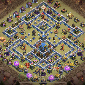 Town Hall Level 12 War Base Design 2025, Anti 3 Stars, Anti Air, Layout #1404